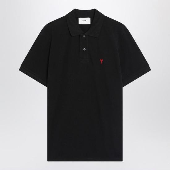 26FW 아미 스몰 하트 로고 폴로 셔츠 BFUPL001U760 001 BLACK