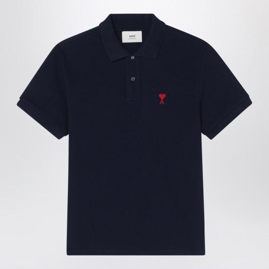 26FW 아미 스몰 하트 로고 폴로 셔츠 BFUPL001U760 430 BLUE