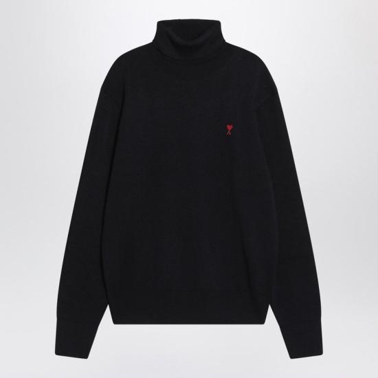 26FW 아미 스몰 하트 로고 메리노 울 니트 터틀넥 HKS827001 414 BLUE