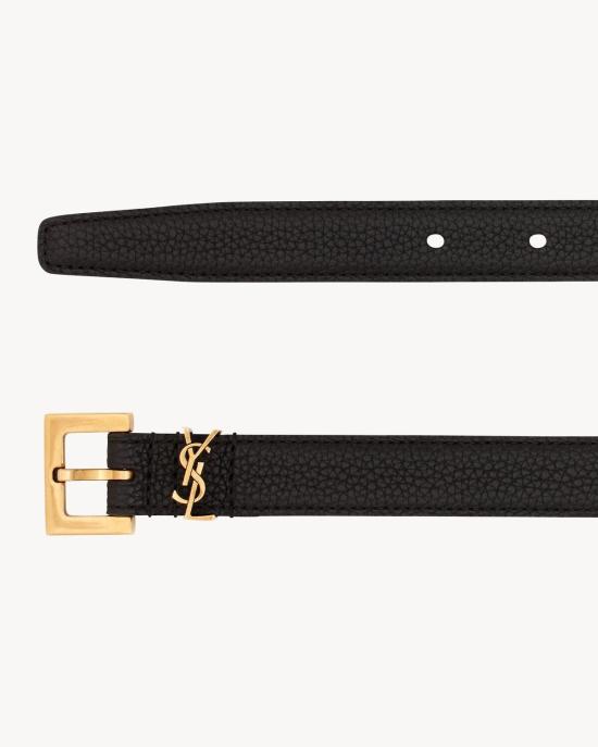 26SS 생로랑 카산드라 씬 스퀘어 버클 벨트 554465DTI0W 1000 BLACK - SAINT LAURENT
