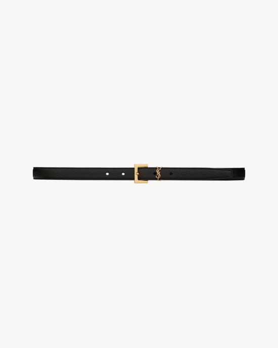 26SS 생로랑 카산드라 씬 스퀘어 버클 벨트 554465DTI0W 1000 BLACK