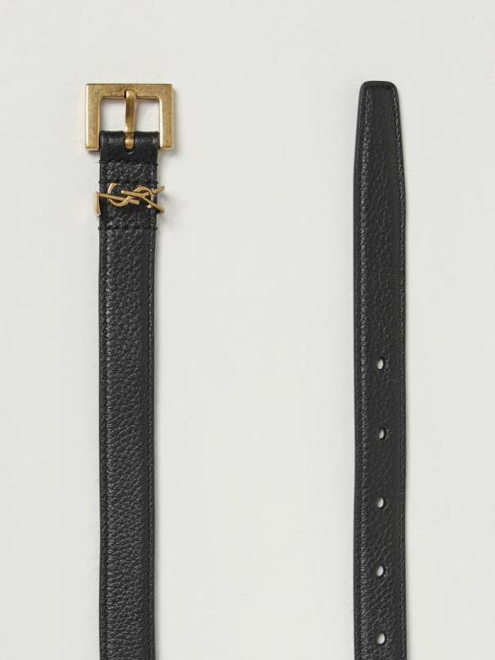 26SS 생로랑 카산드라 씬 스퀘어 버클 벨트 554465DTI0W 1000 BLACK - SAINT LAURENT