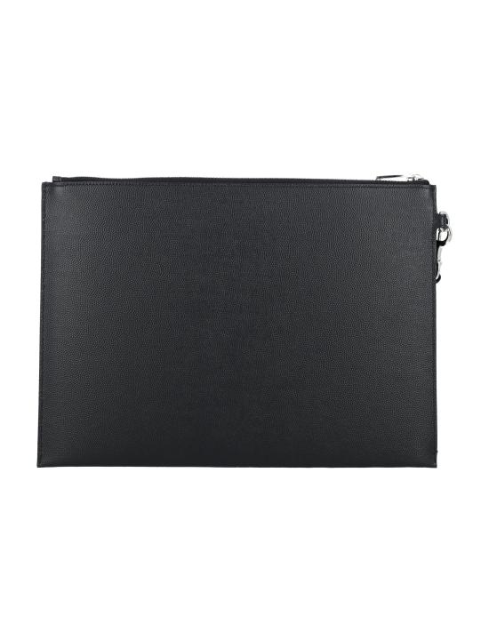 26FW 생로랑 엠보스 레더 파리 지퍼 태블릿 홀더 683865BTY0N 1000 BLACK - SAINT LAURENT