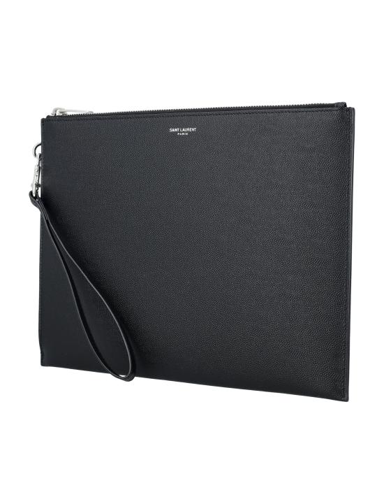 26FW 생로랑 엠보스 레더 파리 지퍼 태블릿 홀더 683865BTY0N 1000 BLACK - SAINT LAURENT