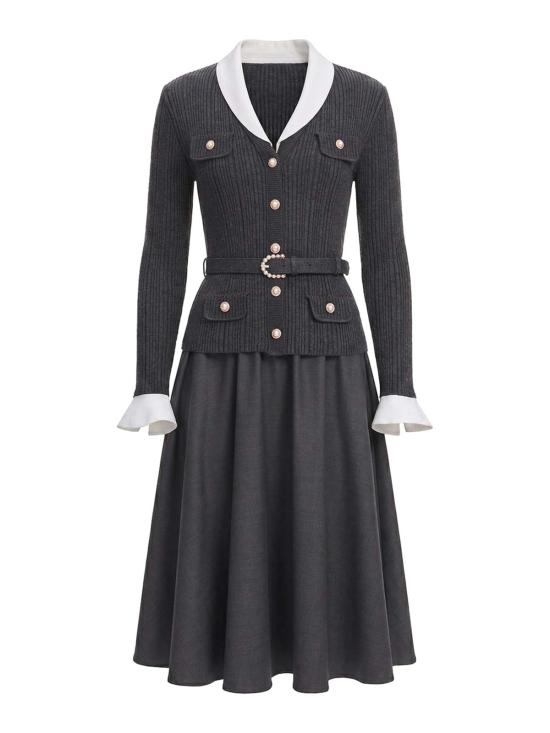 26FW 셀프 포트레이트 미디 원피스 PF26131M GREY