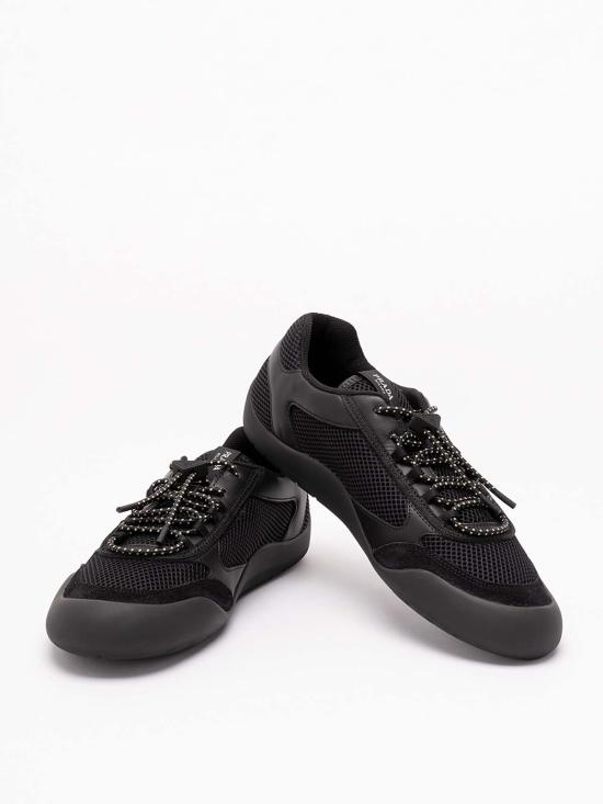 26FW 프라다 스피드락 레더 앤 메쉬 패브릭 스니커즈 2EE4683ZM0FG000F0002 BLACK - PRADA