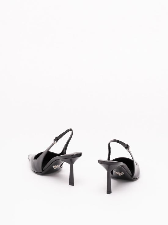 26FW 프라다 브러시드 가죽 슬링백 펌프스 1I673O055F075F0002 BLACK - PRADA