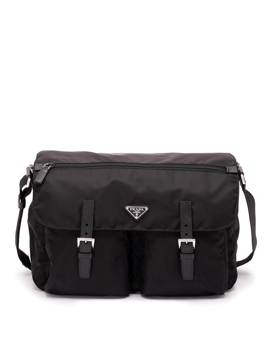 26FW 프라다 리나일론 카프스킨 가죽 메신저백 2VD0722C26VDMOF0002 BLACK