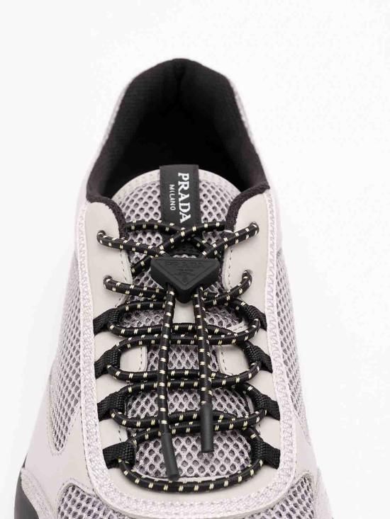 26FW 프라다 스피드락 레더 앤 메쉬 패브릭 스니커즈 2EE4683ZM0FG000F0031 GREY - PRADA