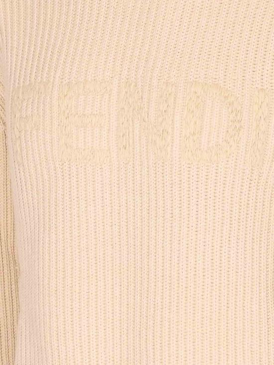 26SS 펜디 맥시 로고 자수 울 리브 니트 스웨터 FZX091AW0CF1J2A BEIGE - FENDI