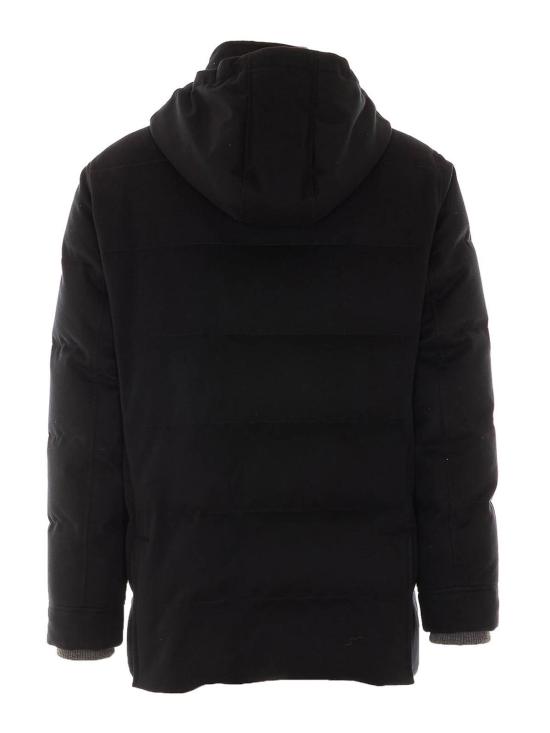 26FW 브루넬로 쿠치넬리 본디드 울 플란넬 탈부착 후드 다운 자켓 MM4701823C101C BLACK - BRUNELLO CUCINELLI