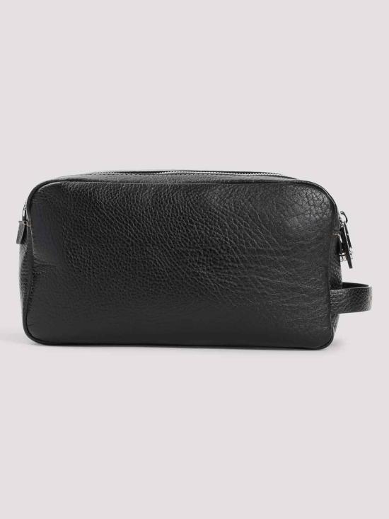  브루넬로 쿠치넬리 더블 지퍼 바케타 레더 뷰티 케이스 MWZIBU334C101 BLACK - BRUNELLO CUCINELLI
