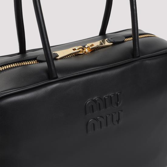26FW 미우미우 가죽 탑 핸들백 5BB117VMON2CRW F0002 BLACK - MIU MIU