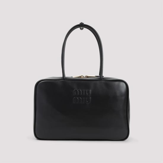 26FW 미우미우 가죽 탑 핸들백 5BB117VMON2CRW F0002 BLACK - MIU MIU