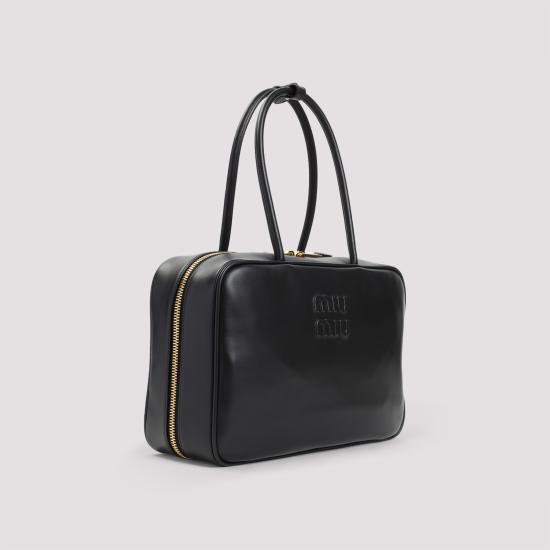 26FW 미우미우 가죽 탑 핸들백 5BB117VMON2CRW F0002 BLACK - MIU MIU