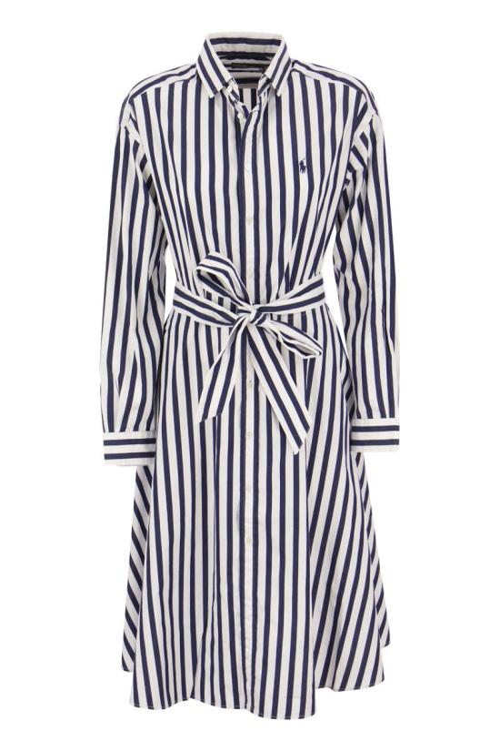  폴로 랄프로렌 미디 원피스 211891428 001 BLUE WHITE