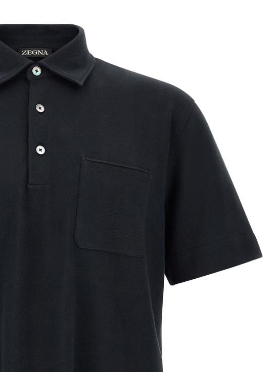 26FW 에르메네질도제냐 폴로 티셔츠 주머니가 있는 폴로 셔츠 (파란색) - ERMENEGILDO ZEGNA