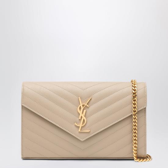 26FW 생로랑 레더 카산드라 체인 월렛 377828BOW01 Beige