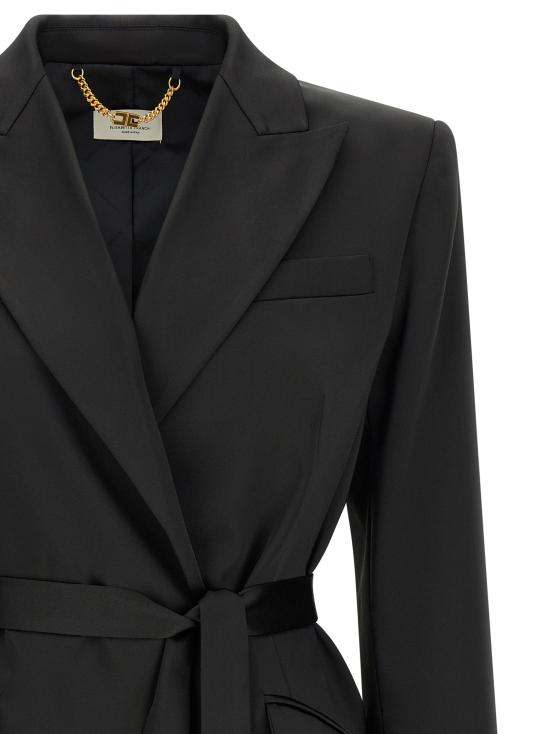26FW 엘리자베타프랜치 수트 자켓 스트레치 새틴 블레이저 블랙 - ELISABETTA FRANCHI