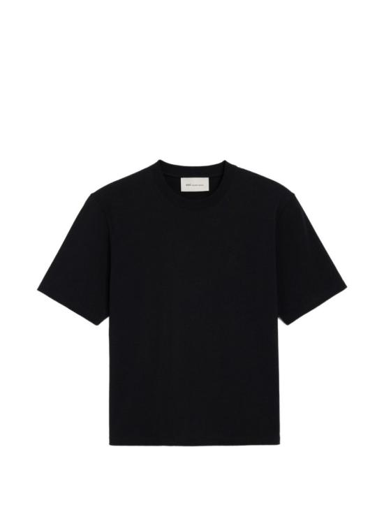26FW 아미 화이트 코튼 드 하트 엠보스 티셔츠 UTS357 726 001 Black