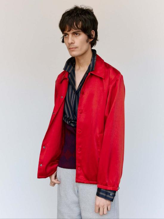  드리스 반 노튼 자켓 Dries Van Noten 레드 보리스 오버다이드 큐프로 재킷