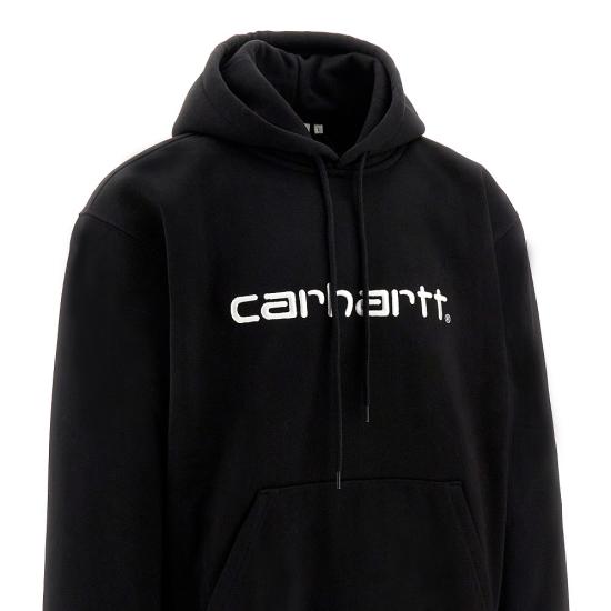 26FW 칼하트 WIP 로고 후드 티셔츠 I030547 Black - CARHARTT WIP