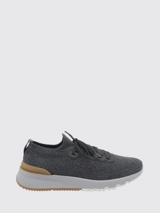26FW 브루넬로 쿠치넬리 코튼 니트 세미 폴리쉬드 카프스킨 러너 MZUPMBO252 CAQ26 Grey