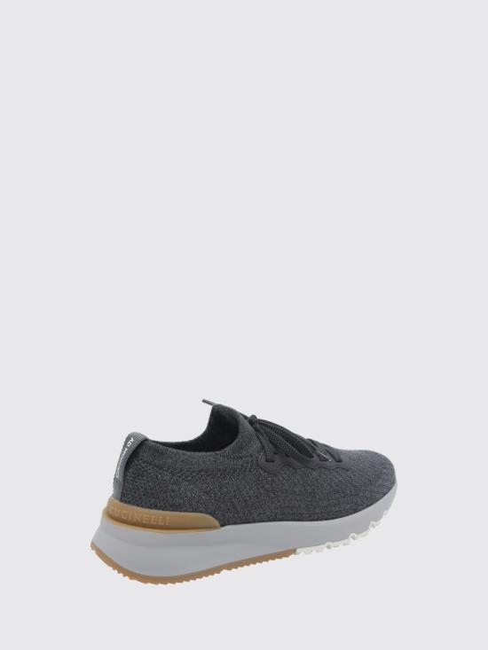 26FW 브루넬로 쿠치넬리 코튼 니트 세미 폴리쉬드 카프스킨 러너 MZUPMBO252 CAQ26 Grey - BRUNELLO CUCINELLI