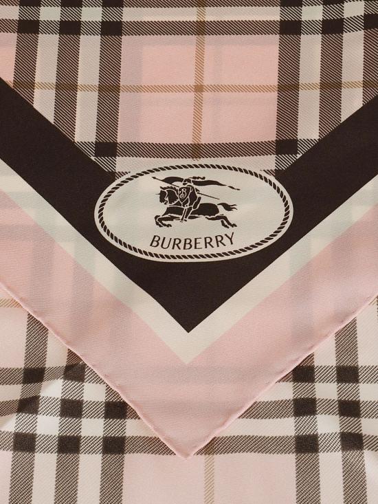 26FW 버버리 체크 나이트 스탬프 실크 스카프 8115769 Pink - BURBERRY