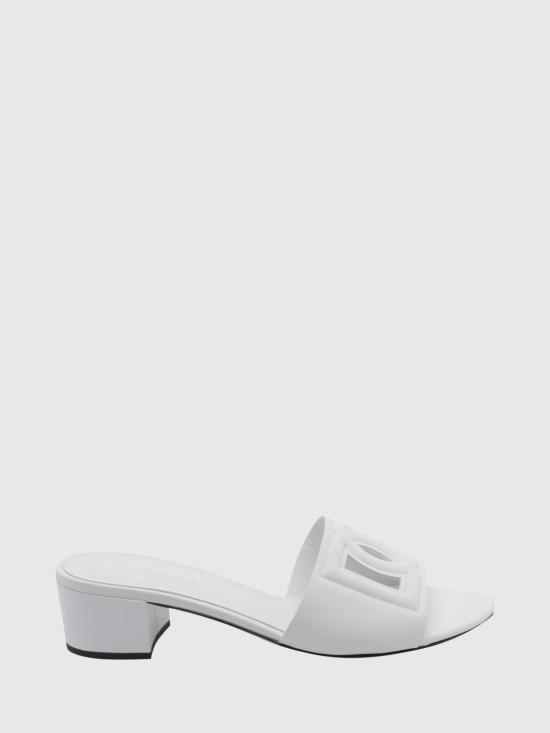 26FW 돌체앤가바나 DG 로고 카프스킨 슬라이더 CR1755AY329 80001 White