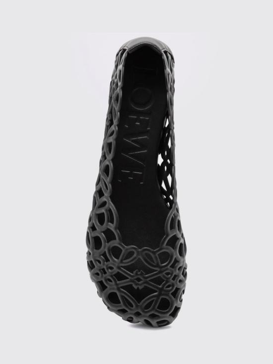 26FW 로에베 페탈 아나그램 램스킨 발레리나 LLST466X17 1100 Black - LOEWE