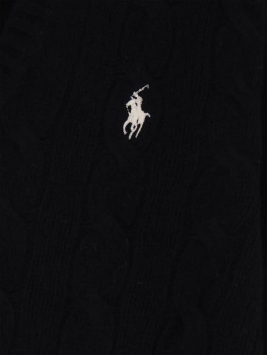26FW 폴로 랄프로렌 포니 로고 자수 케이블 니트 v넥 스웨터 211971866 005 Black - POLO RALPH LAUREN