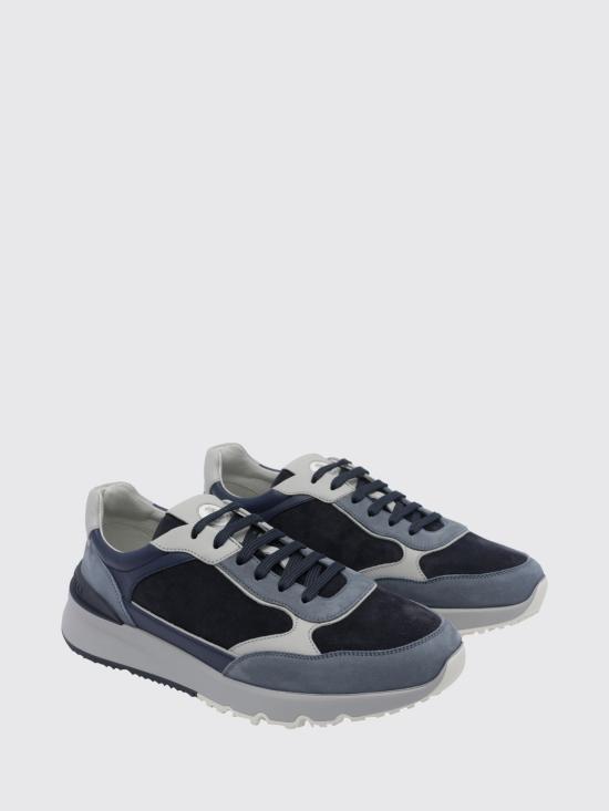26FW 브루넬로 쿠치넬리 누벅 레더 스웨이드 러닝 스니커즈 MZUSNEO355 CVV29 Blue - BRUNELLO CUCINELLI