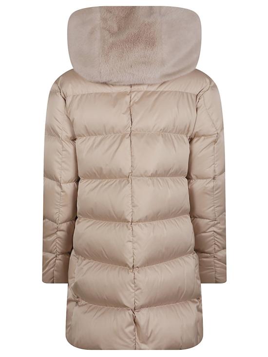 26FW 에르노 새틴 & 뉴 레이디 퍼 A셰이프 다운 자킷 PI001934D 12170Z Neutrals - HERNO