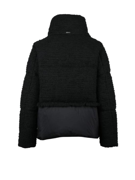 25FW 에르노 숏패딩 블랙 부클레 버진 울 블렌드 크롭 다운 재킷 - HERNO