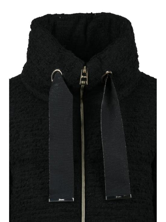 25FW 에르노 숏패딩 블랙 부클레 버진 울 블렌드 크롭 다운 재킷 - HERNO