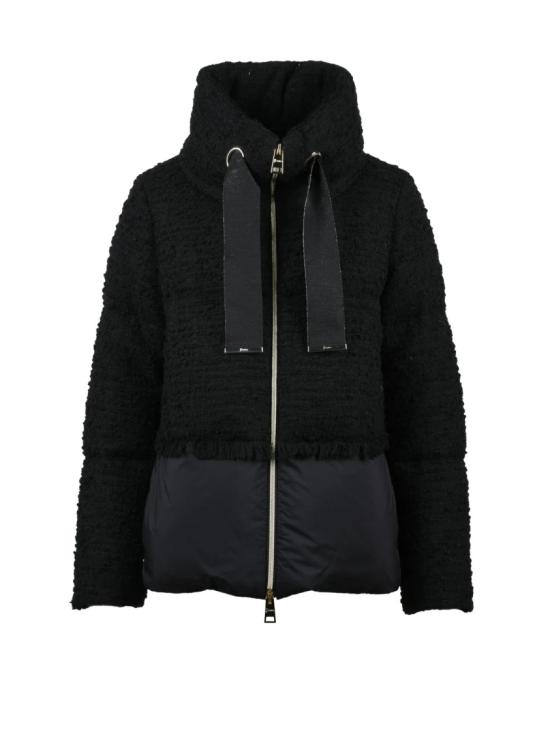 25FW 에르노 숏패딩 블랙 부클레 버진 울 블렌드 크롭 다운 재킷