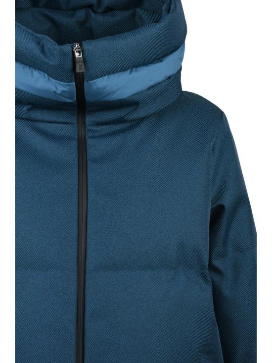 25FW 에르노 숏패딩 블루 하이넥 사이드슬릿 폴리에스터 다운 재킷 - HERNO