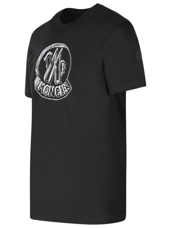  몽클레어 스케치 자수 로고 티셔츠 091 8C000 35 89AUG 999 Black - MONCLER