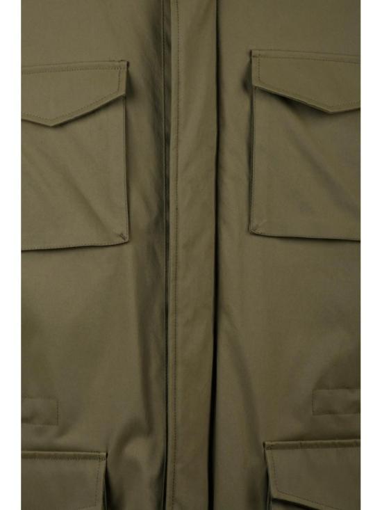 25FW 에르노 자켓 밀리터리 그린 색상, 탈착식 후드, 폴리에스터 다운 소재의 사파리 재킷 - HERNO