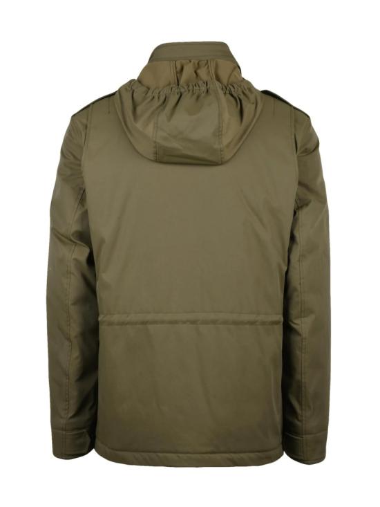 25FW 에르노 자켓 밀리터리 그린 색상, 탈착식 후드, 폴리에스터 다운 소재의 사파리 재킷 - HERNO