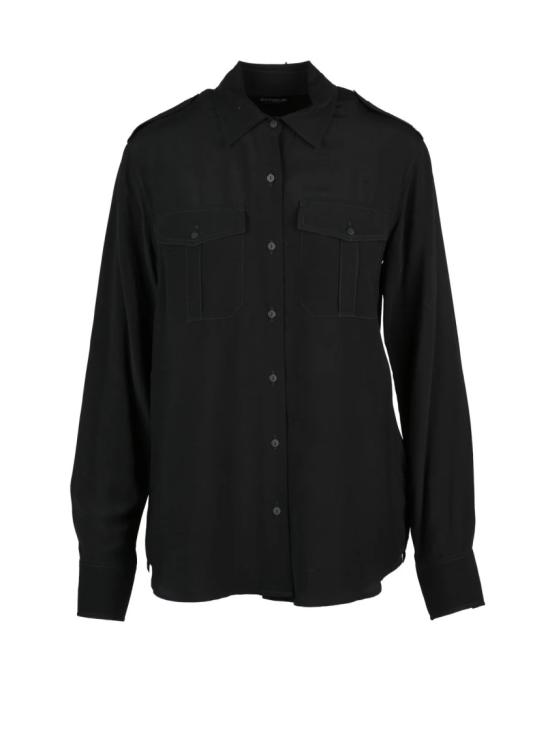 25FW 돈답 셔츠 블랙 플랩 포켓 플루이드 비스코스 블라우스