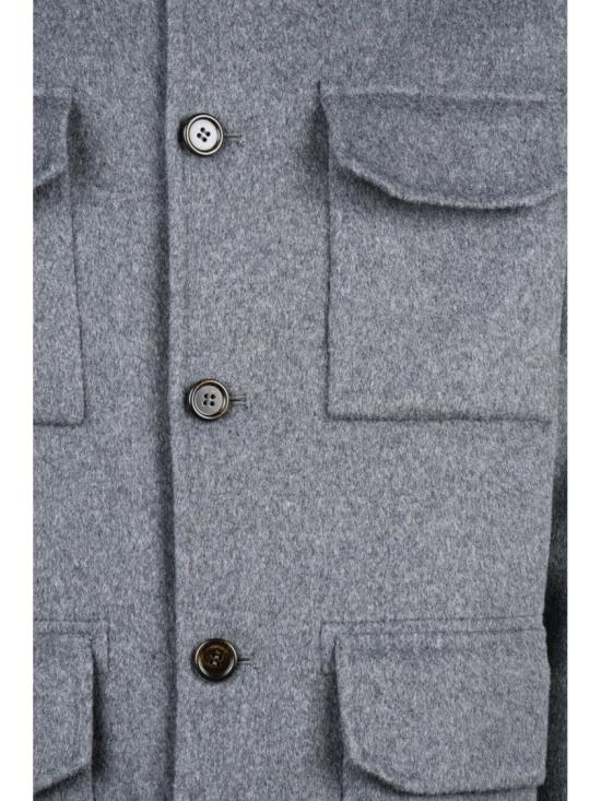 25FW 세븐티 자켓 회색 안감 없는 울 혼방 미디 길이 오버코트 - SEVENTY