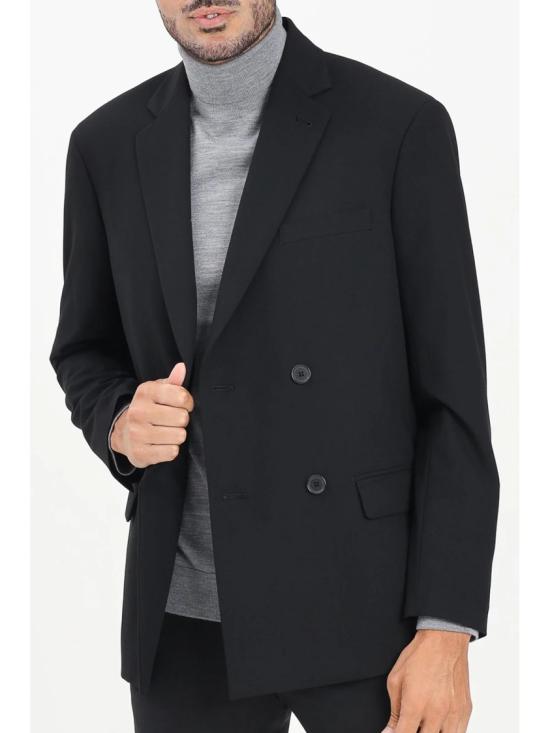25FW 알마니 코트 블랙 더블 브레스트 울 블렌드 블레이저 - ARMANI