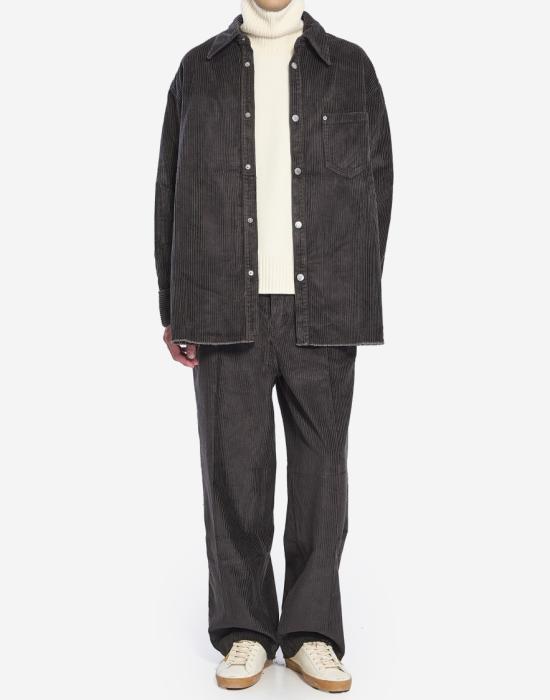 26SS 아미 코듀로이 벨벳 사이드 슬릿 오버셔츠 USH793CO0131020 Black - AMI