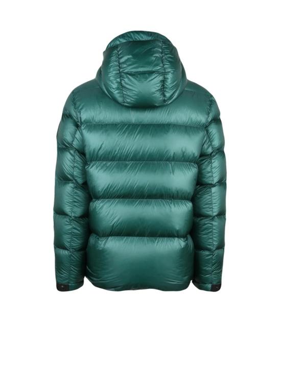 25FW 아웃데어 숏패딩 녹색 광택 후드 폴리아미드 다운 재킷 - OUTHERE