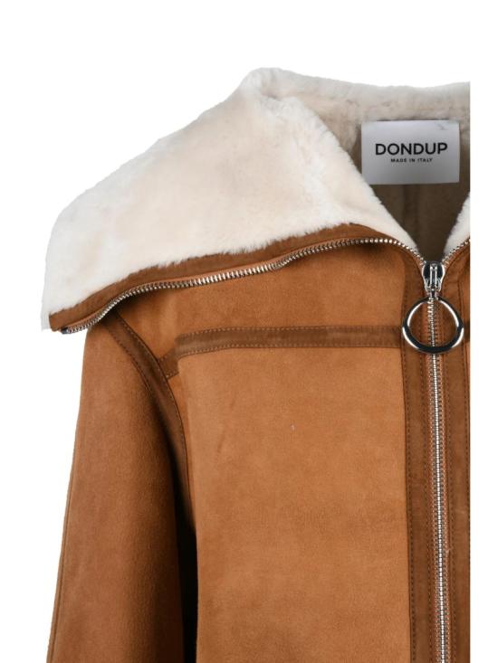 25FW 돈답 무스탕 베이지색 플러시 안감 가죽 양털 재킷 - DONDUP