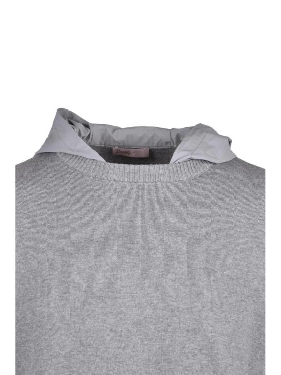 25FW 에르노 니트웨어 회색 클래식 코튼 크루넥 스웨터 - HERNO