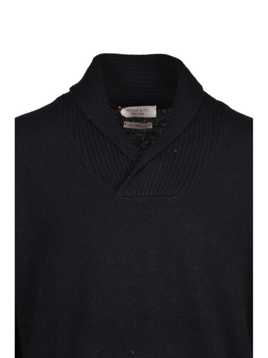 25FW 울앤코 니트웨어 블랙 골지 숄 칼라 울 풀오버 - WOOL & CO