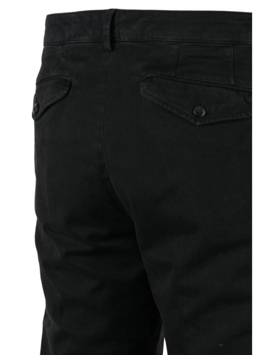 25FW 돈답 스트레이트 팬츠 블랙 컬러의 주름 장식 앞면 스트레치 코튼 - DONDUP